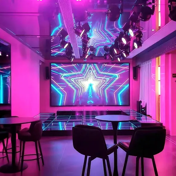 Pink-purple neon stage area photo