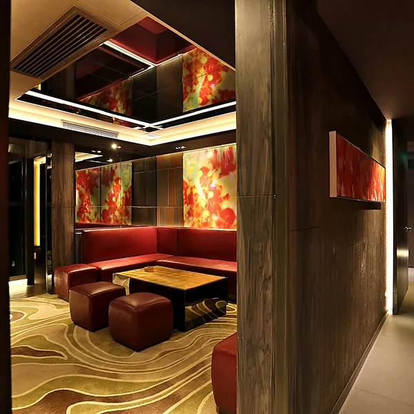Dining booth area where guests can take complimentary food while relaxing photo