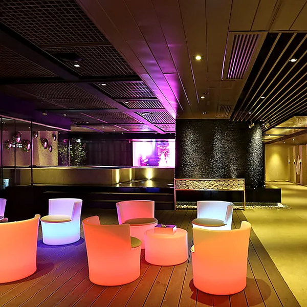 Color-lit stage area photo