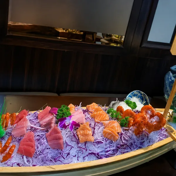 Sashimi boat and seafood cold platter photo